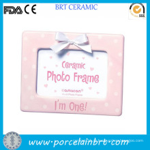 Decoração para casa Pink Polka DOT Cute Ceramic Baby Photo Frame